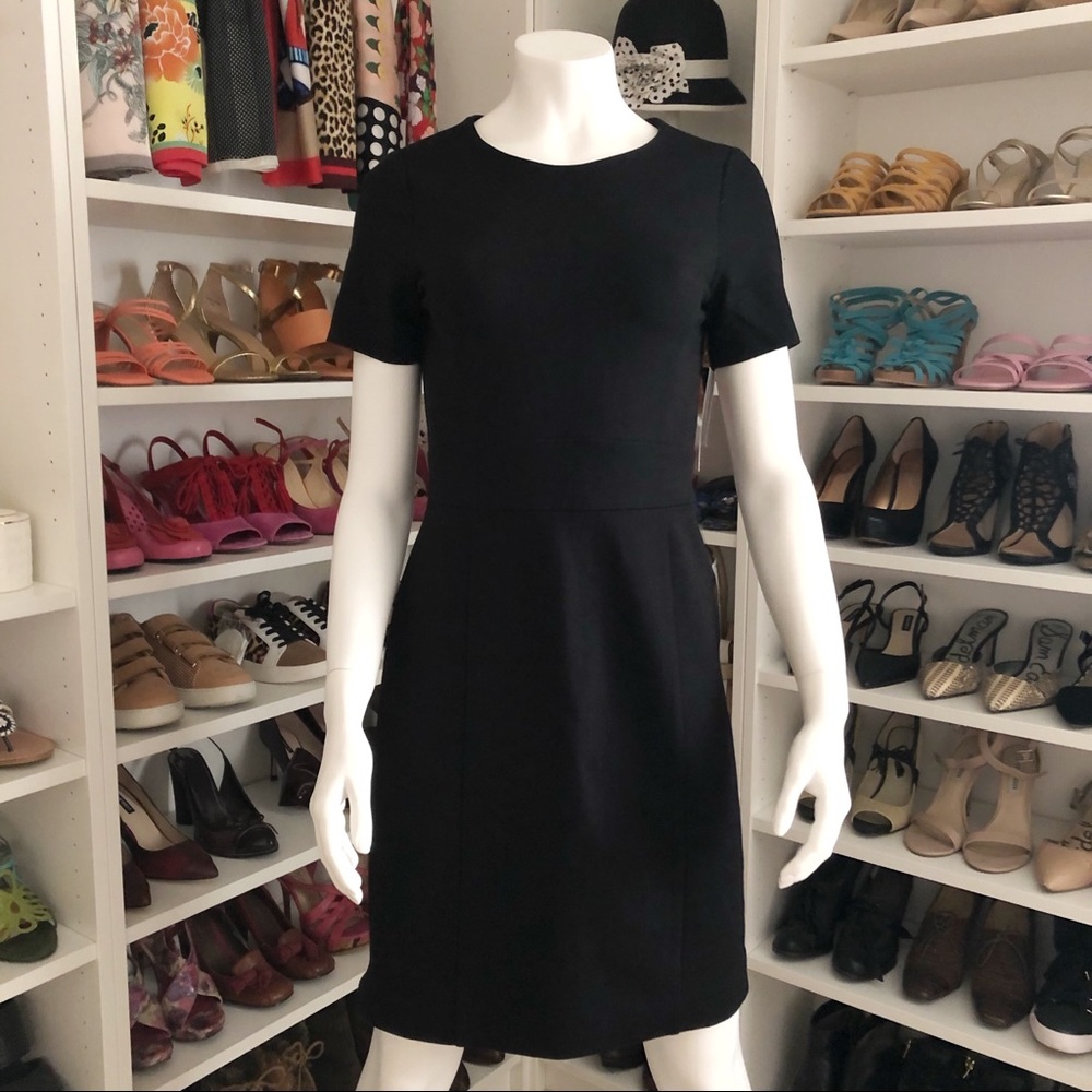 Black Short Sleeve Work Dress